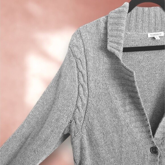 Toad&Co Targhee Grey Wool Long Tunic Length Button Up Cardigan Sweater Womens XL - Picture 4 of 12